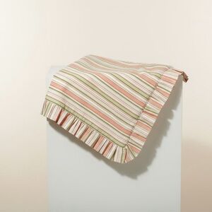 Striped Ruffled 2 Pillowcase - Pink & Green Earth Tone Retro